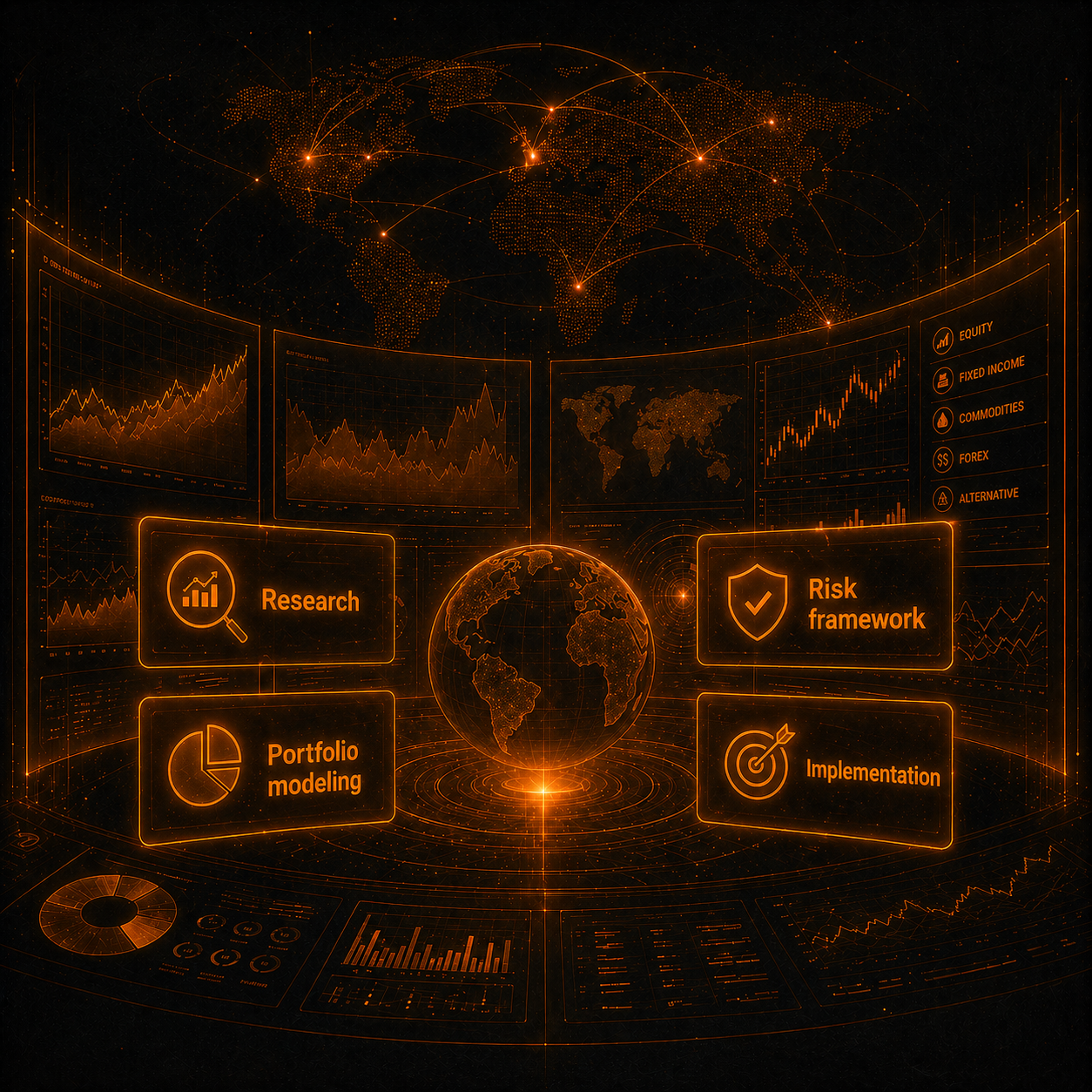 Visual su esperienza, research, portfolio modelling, risk framework e implementation